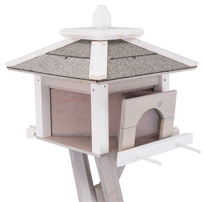 Trixie Natura Voederhuis Met Standaard En 4 Silo's Grenen Grijs / Wit